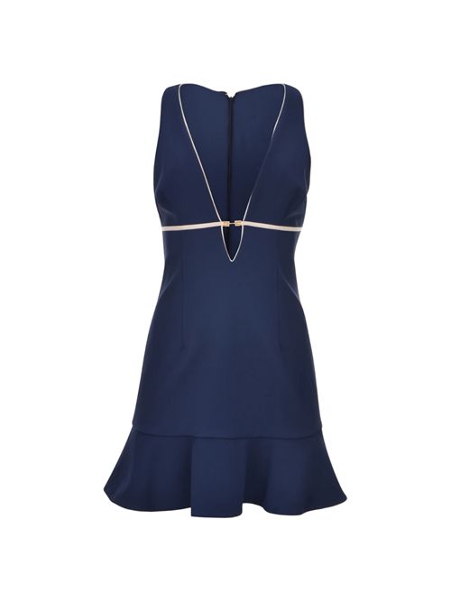 Abito in crepe con piping e morsetto gioello Blu Elisabetta Franchi | ABT2251E2DN9